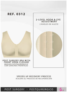 Front Closure Breast Augmentation Post Surgery Bra for Women